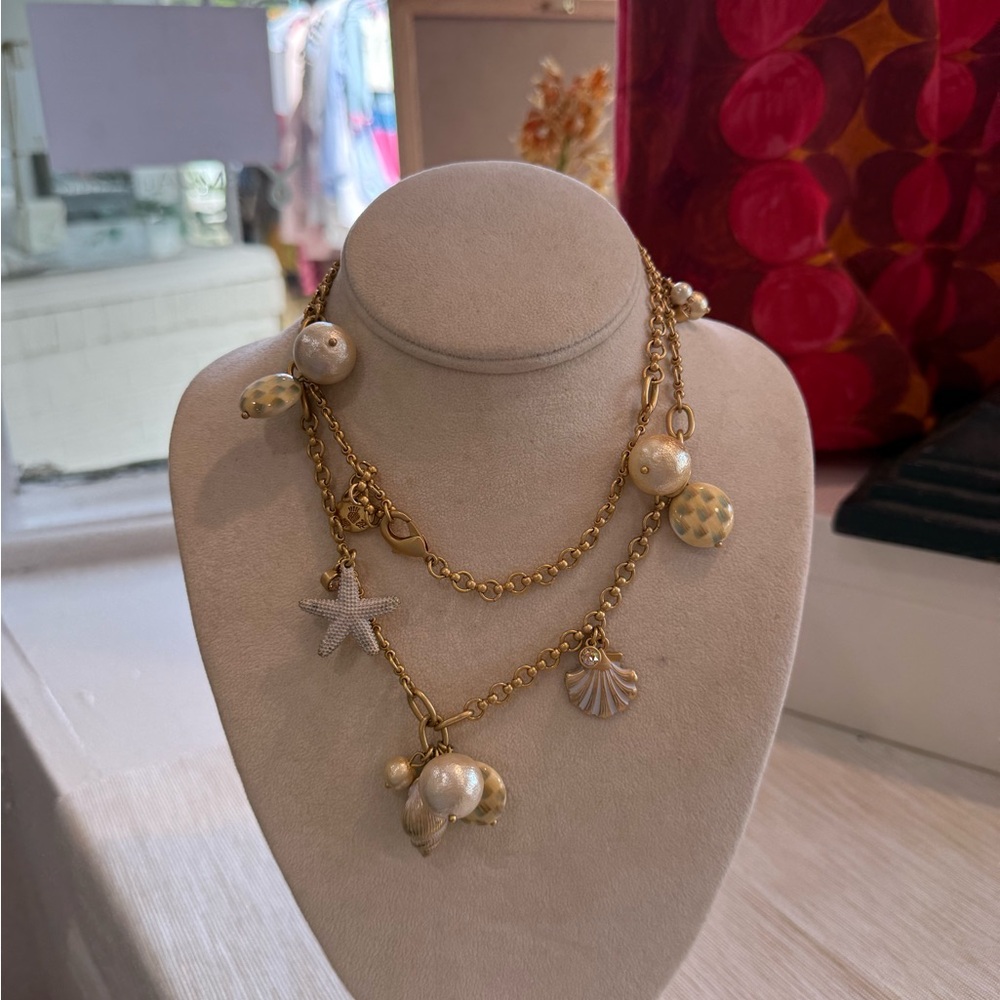 Mackenzie Child Gold and White Charm Necklace